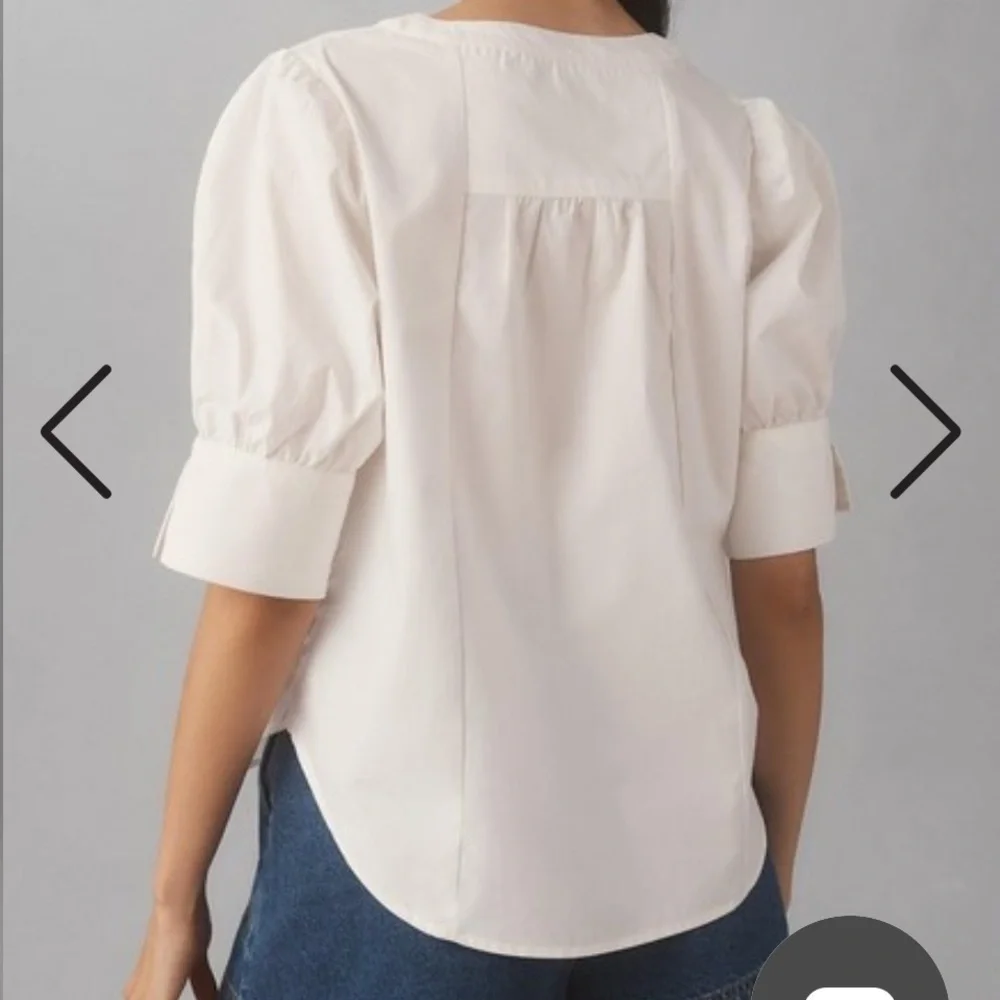 Anthropologie Plain Puff-Sleeve Blouse, White NWOT